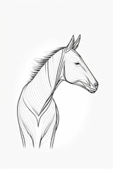 Obraz na płótnie Canvas Stylish horse head outline for stable, Racer or rearing mustang and running stallion for equestrian sport races or competition rides and contest farm, club race design. Generative Ai