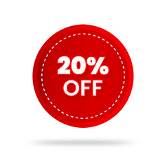 20% percent discount sticker price tag design. product emblem with percentage sell off. marketing deal sale tag giving super offer. Sale 20% off banners, discount tags design template, extra promo.