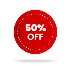 50% percent discount sticker price tag design. product emblem with percentage sell off. marketing deal sale tag giving super offer. Sale 50% off banners, discount tags design template, extra promo.