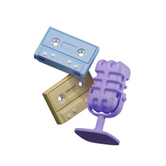 Old cassette microphone for transmission. 3d illustration