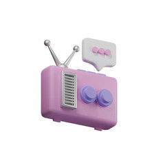 Old radio icon for podcast. 3d illustration