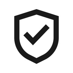 Shield icon with a checkmark in the middle. Protection symbol concept