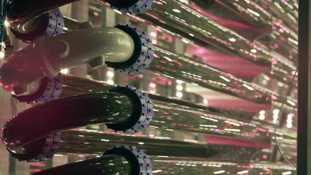 Algae reactor science tubular, research pipe hose modern laboratory bioreactor tubing multi cultivator hosepipe photon instrument biotechnology detail sample preparation bubbles, photo bio cultivation