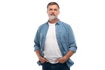 Portrait of smiling mature man standing on transparent background
