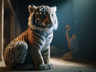 Obraz premium Photo of a Tiger Cub with a blurred Background
