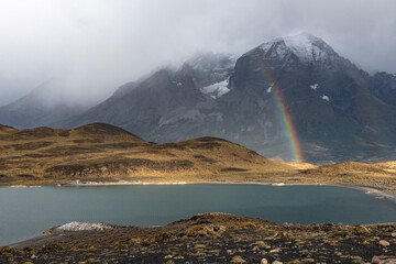 Rainbow over Torres del Paine National Park, Chile, South America