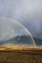 Rainbow over Torres del Paine National Park, Chile, South America
