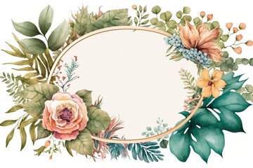 floral frame watercolor frame Generative AI  4