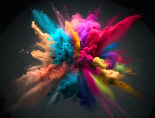 Colourful explosion for Happy Holi, generative ai