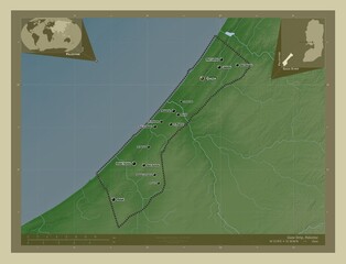 Gaza Strip, Palestine. Wiki. Labelled points of cities