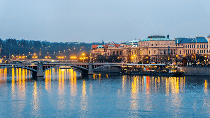 Cityscape of Prague at sunset, Czech Republic