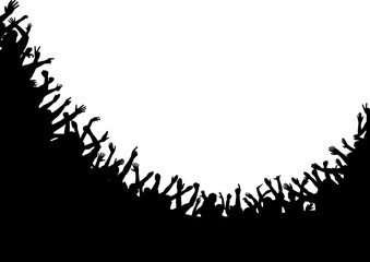 Crowd Raising Hands Up Silhouette