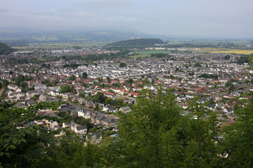 View of city of Stirling from Abbey Craig hilltop - Stirlingshire - Scotland - UK