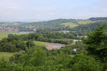 Fototapeta na wymiar View of city of Stirling from Abbey Craig hilltop - Stirlingshire - Scotland - UK