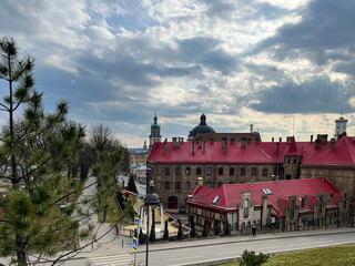 Old city Lviv architecture in the summer season. 