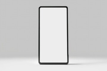 Close-up of a modern smartphone with an empty white screen on a white background, phone isolated on white background