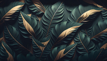 Textura Pattern Tropical Folhas IA Generativa - obrazy, fototapety, plakaty