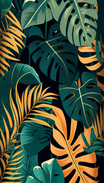 Textura Pattern Tropical Folhas IA Generativa © mediagroup.digital