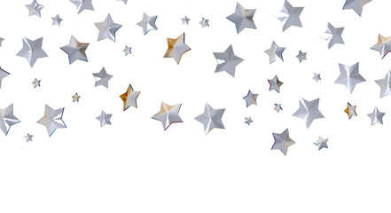 XMAS Stars - Banner with golden decoration. Festive border with falling glitter dust and stars.