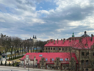 Old city Lviv architecture in the summer season. 
