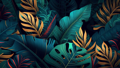 Textura Pattern Tropical Folhas IA Generativa