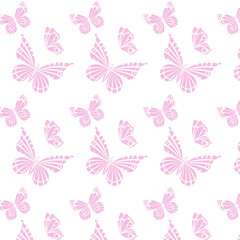 Fototapeta na wymiar Pink butterflies on a white background.