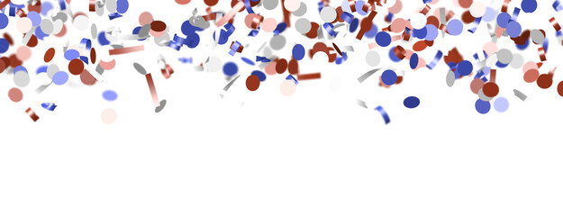 confetti - USA banner mockup with confetti confetti in American national colors. USA Presidents Day, American Labor day, Memorial Day, US election concept.