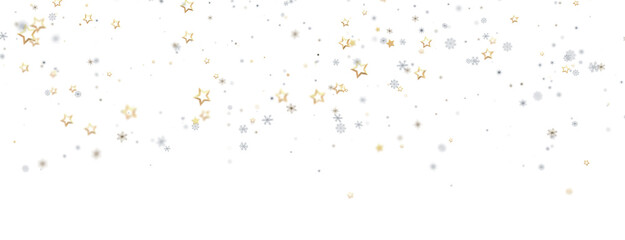 golden openwork shiny snowflakes, star, 3D rendering.