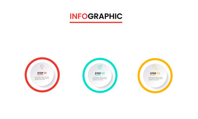 infographic vector design with icons and 3 options or steps. Infographics for business concepts. Can be used for presentation banners, workflow layouts, process diagrams, flow charts, info charts
