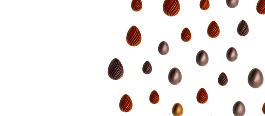 Easter eggs collection. White and gold 3d elegant design elements.