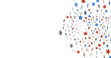Stars - Festive background with confetti in the shape of stars in the color of the American flag.
