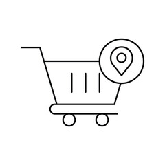 cart, location pin, online cart location pin icon