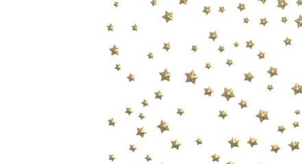 Banner with golden decoration. Festive border with falling glitter dust and stars.
