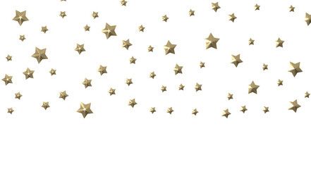 Banner with golden decoration. Festive border with falling glitter dust and stars.