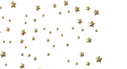 Banner with golden decoration. Festive border with falling glitter dust and stars.