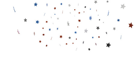 Obraz na płótnie Canvas A blue glitter confetti border with red and blue stars on white