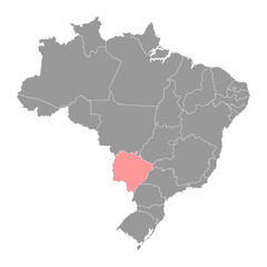 Mato Grosso do Sul Map, state of Brazil. Vector Illustration.