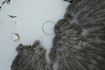 Aerial view of Verteglia mountain top and nature park, Mount Terminio, Serino, Irpinia, Avellino, Italy.