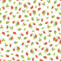 Summer pattern with strawberries. Hand-drawn texture for textile with berries
