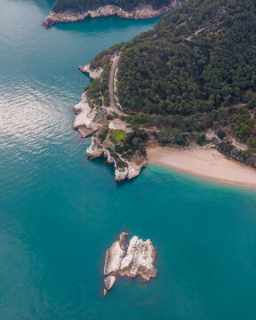 Aerial view of Campi Island, Vieste, Gargano Natural Park, Puglia, italy.