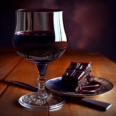 Red wine glass and chocolate, generative ai - 579819350