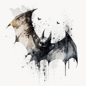 Generative AI illustration of flying black spooky bat