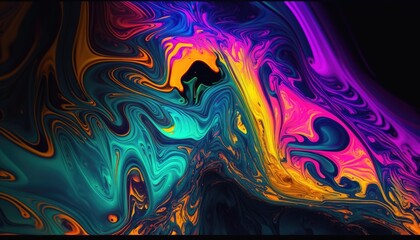 Fototapeta na wymiar Abstract neon liquid wavy background. Liquid art, marbling texture, digital illustration, neon wallpaper, wavy lines, liquid ripples.