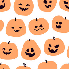spooky pumpkins seamless pattern