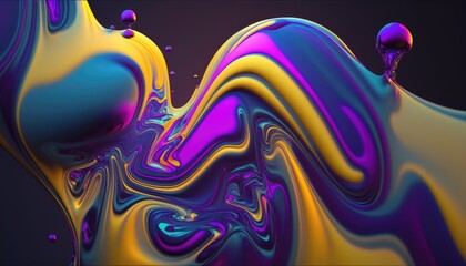 Abstract neon liquid wavy background. Liquid art, marbling texture, digital illustration, neon wallpaper, wavy lines, liquid ripples.