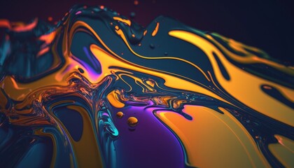 Obraz premium Abstract neon liquid wavy background. Liquid art, marbling texture, digital illustration, neon wallpaper, wavy lines, liquid ripples.