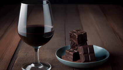 Red wine glass and chocolate, generative ai - 579819944