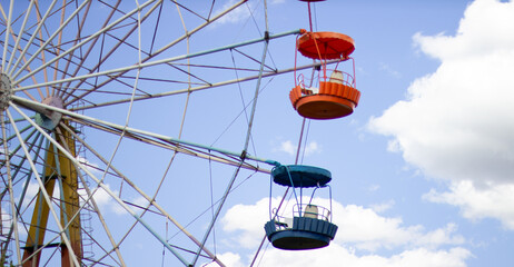 ferris wheel against the sky. Banner, copy space