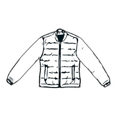 black and white sketch of jacket with transparent background