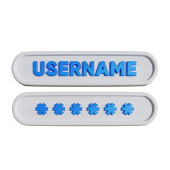 3d ilustrasi login interface white username and hidden password